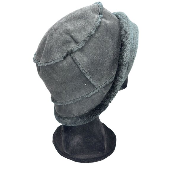 David & Young NY Womens Faux Fur Trimmed Black Bucket Hat